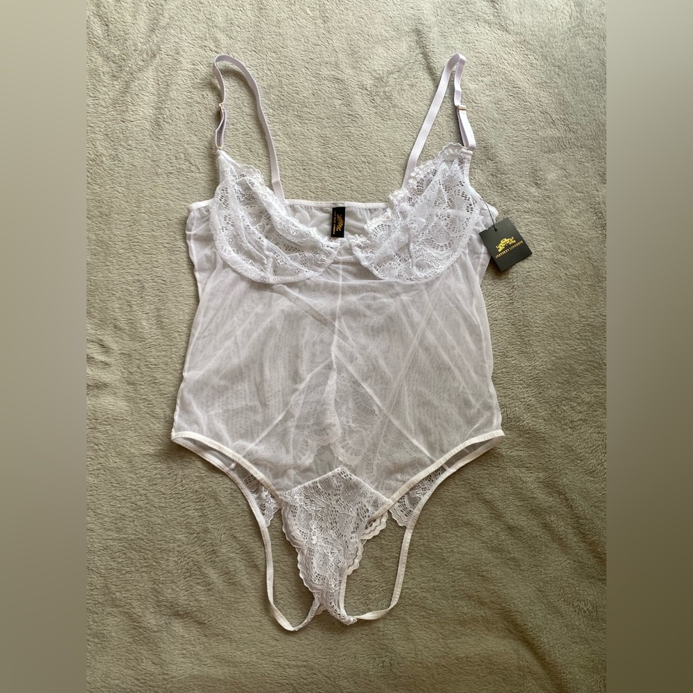 JustSexy White Mesh Lace Teddy Lingerie